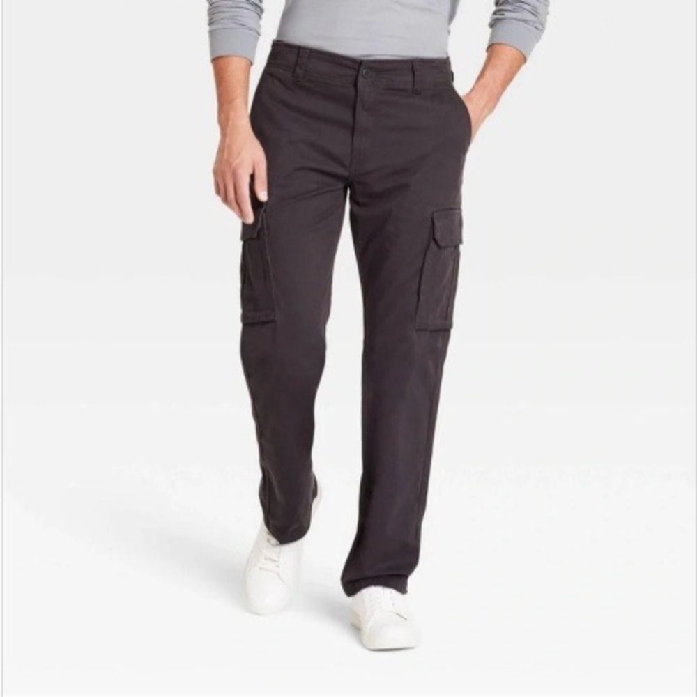 Goodfellow & Co Cargo Pant Mens 38 Black Charcoal NEW Straight Leg Utility